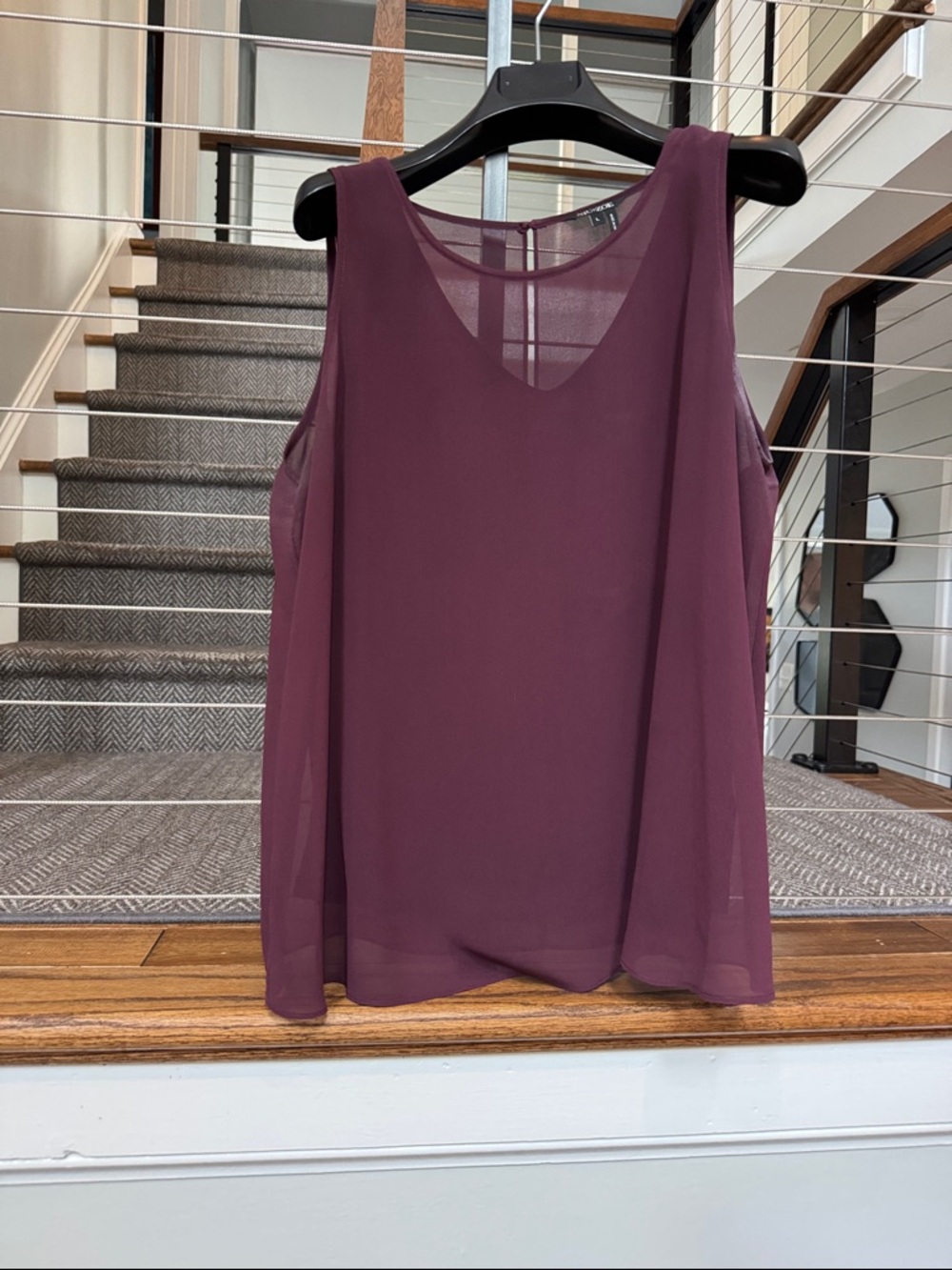 Nic+Zoe Sleeveless Chiffon V-Neck Tank Top in Plum